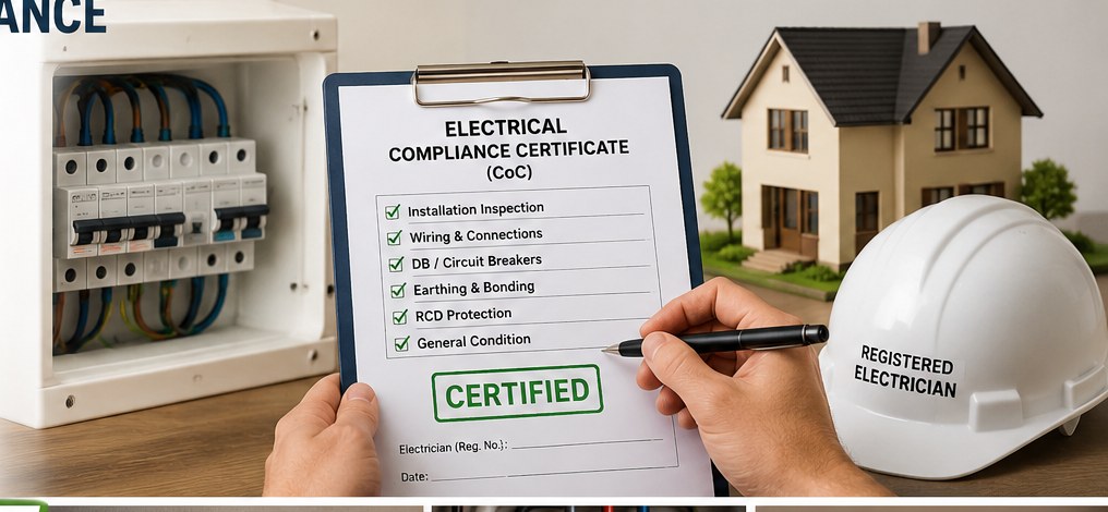Electrician signing a Certificate of Compliance